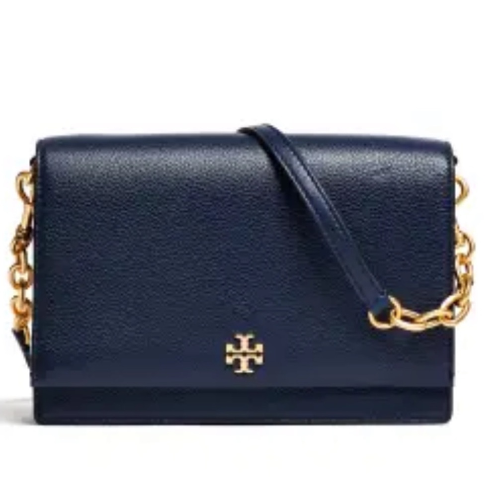 Tory Burch Shoulder Georgia Pebble Blue with Tag Leather Cross Body Bag